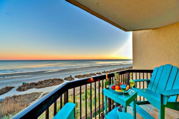 A view of the beach from the Pinnacle Oceanfront Tower 452 balcony
