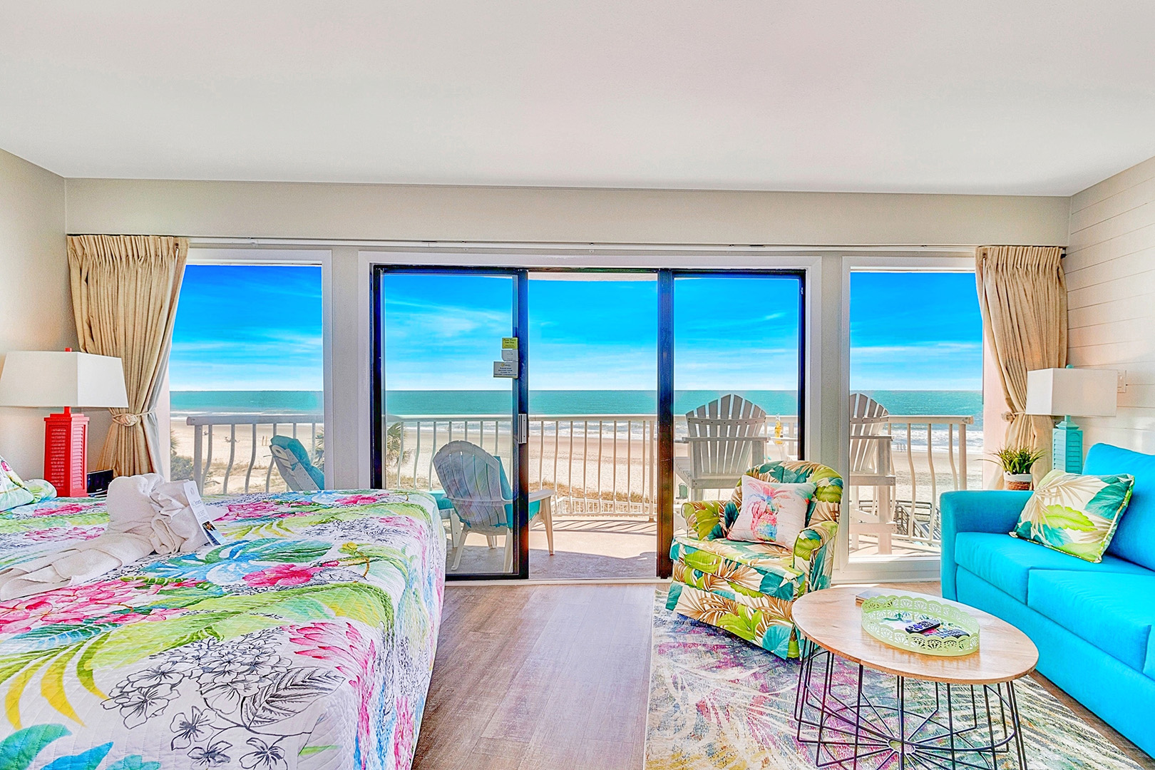 Ocean view from the windows and doors of the bedroom